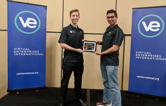 Lemoore High's Nicholas Leon and Todd Johnson were first-place winners at the Virtual Enterprise Bay Area Conference & Exhibition held in Oakland March 16-17.